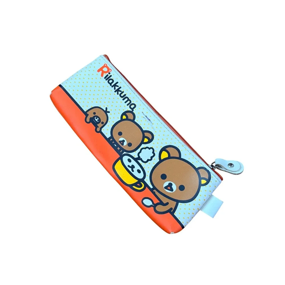 San-X Rilakkuma Pencil Case Orange White Bear Graphic Zipper Pouch Stationery